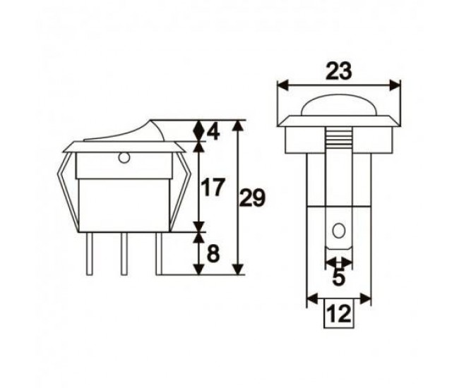 Interupator basculant 1 circuit 3 pini OFF-ON LED albastru 12V 16A cu retinere 09042KE