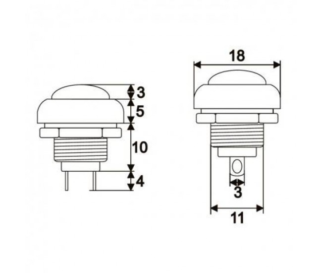 Buton 1 circuit 1A 250V OFF-ON verde fara retinere