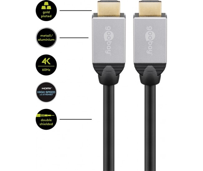 Cablu HDMI v2.0 Ethernet 3m Ultra HD 4K 60Hz 2160p Goobay Plus