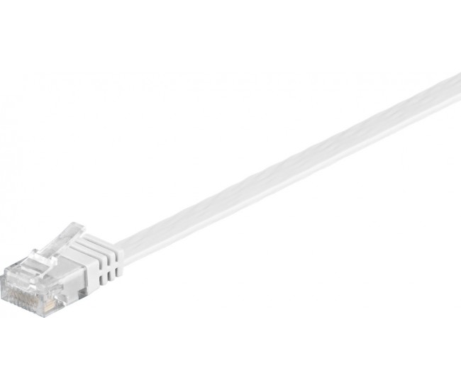 Cablu plat Cat6 UTP 15m 250MHz RJ45 cupru alb Goobay