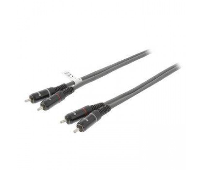 Cablu audio Stereo 2x RCA tata - 2x RCA tata 5m gri Sweex