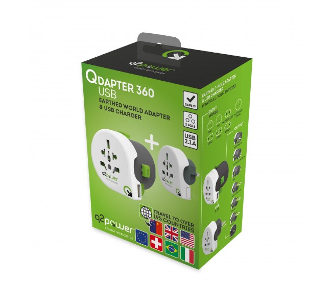 Adaptor calatorii Qdapter 360 +USB AUSTRALIA CHINA IT UK CH BRAZIL USA EURO 2.100130