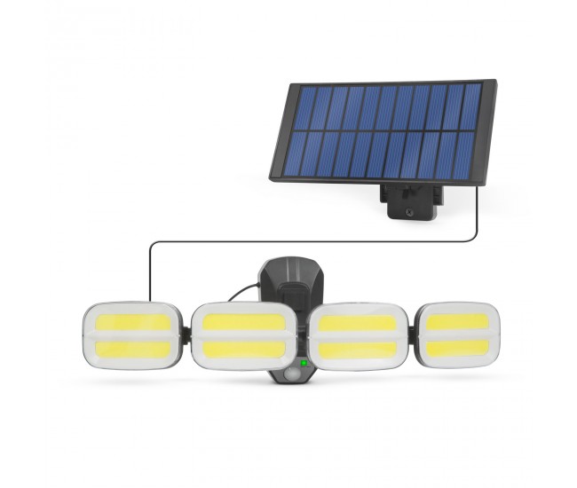 Reflector solar 10W 600lm IP65 cu senzor de miscare cu unitate solara prin cablu 8 LED-uri COB