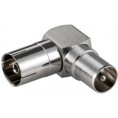 Adaptor coaxial mama - coaxial tata 90 grade metal Goobay