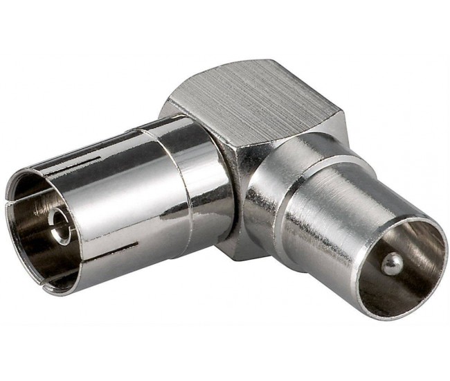 Adaptor coaxial mama - coaxial tata 90 grade metal Goobay