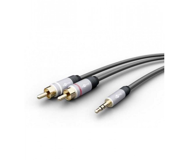 Cablu audio Jack stereo 3.5 mm tata - 2x RCA tata 1.5m dublu ecranat Goobay Plus