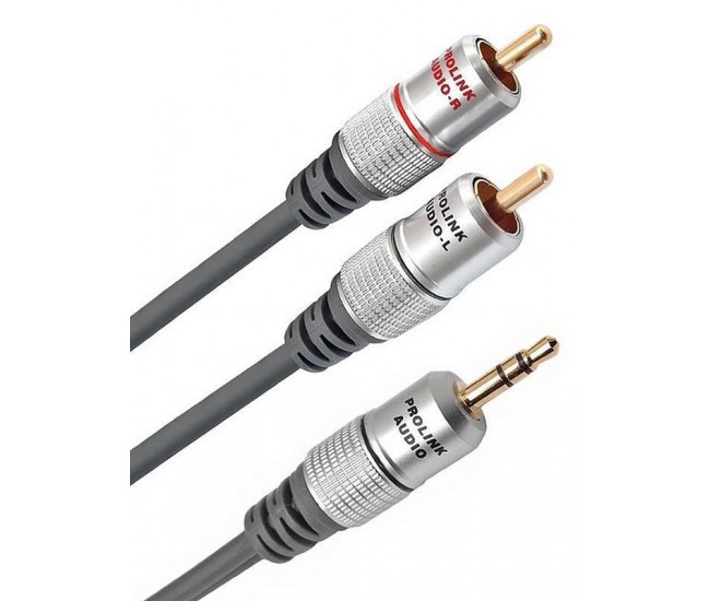 Cablu audio stereo Jack 3.5 mm - 2x RCA 5m ecranat negru PROLINK TCV3420-5.0