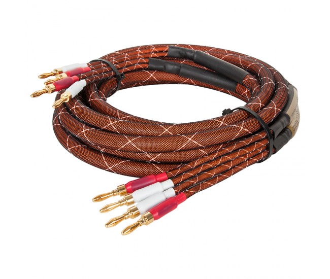 Set cabluri difuzor cu mufe banana 4mm x2 conductor cupru 15AWG 1.6mm2 5m Kruger&Matz KM0335-5M