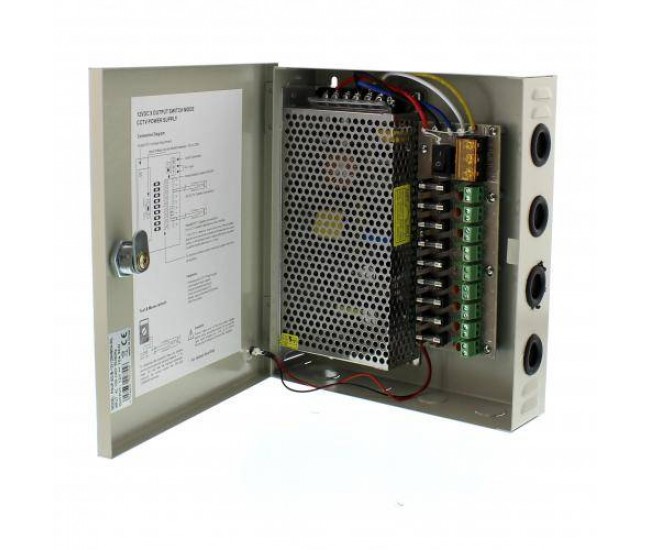 Sursa in comutatie AC-DC cu cutie 120W 12V 10A 9 canale WELL