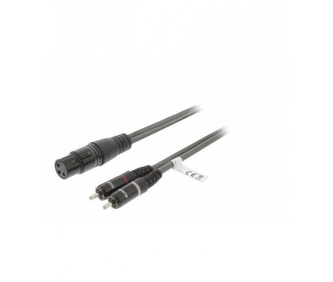 Cablu audio Stereo XLR 3-Pini mama - 2x RCA tata 3m gri Sweex