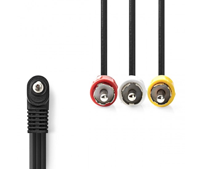 Cablu audio-video Jack 3.5 mm tata - 3x RCA tata 2m negru Nedis CVGP22400BK20