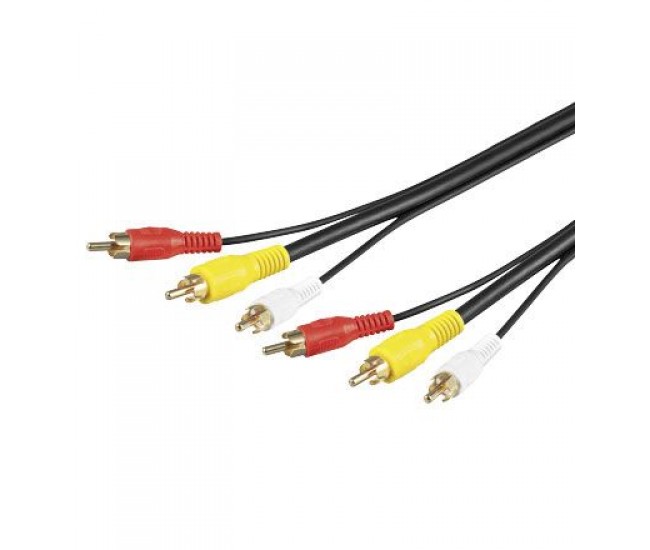 Cablu 3x RCA 5m video RG59 Goobay