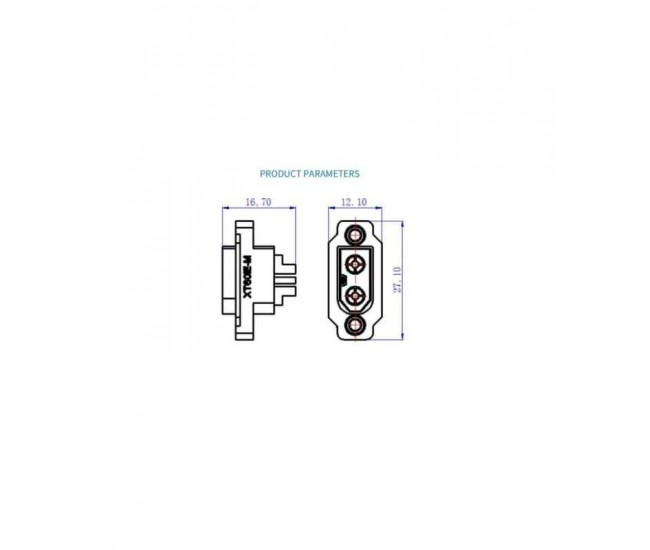 Soclu alimentare DC XT60 tata 3 pin (2+1) lipire neagra 600V AMASS XT60IE-M