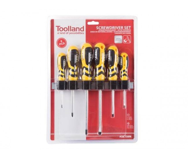 Set 6 surubelnite cu maner ergonomic galben Toolland