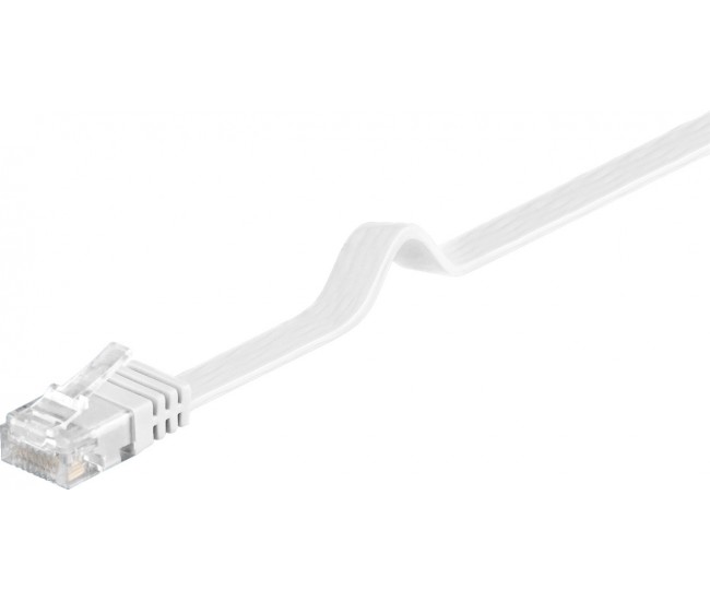 Cablu plat Cat6 UTP 15m 250MHz RJ45 cupru alb Goobay