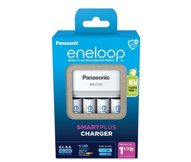 Incarcator Smart & Quick Eneloop Panasonic include 4x AA (R6) 2000mA K-KJ55MCD40E