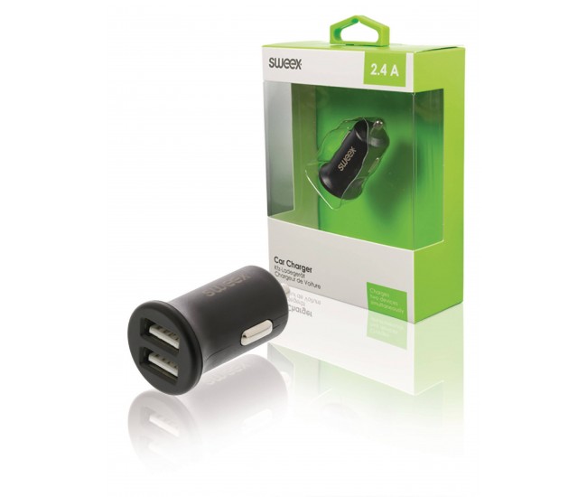 Incarcator auto 2x USB 2.4A negru Sweex