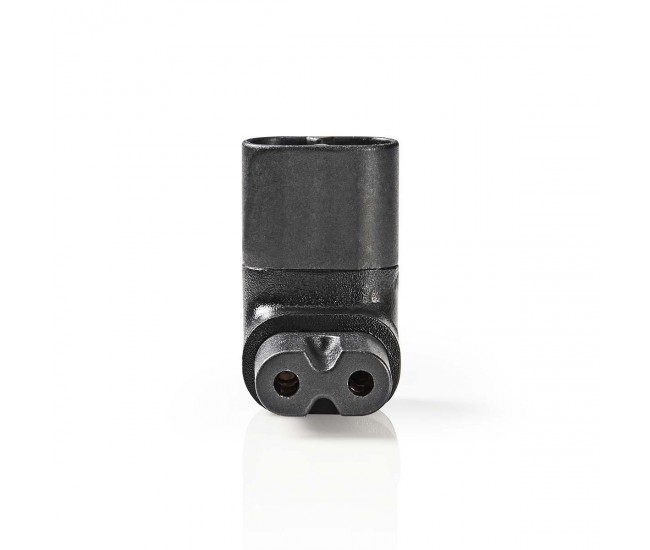 Conector alimentare IEC-320-C7 mama - IEC320-C8 tata unghi 90 negru