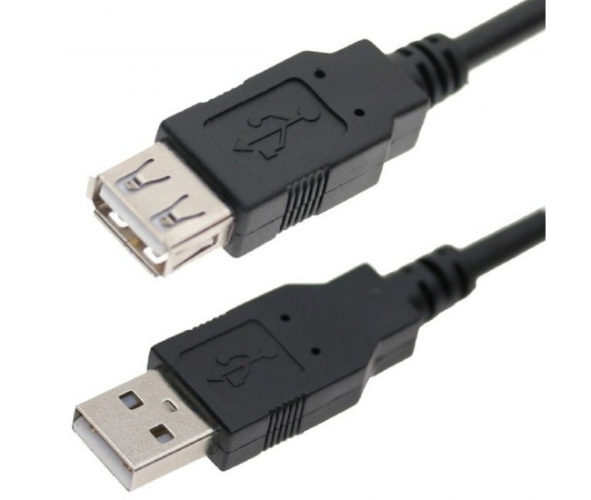 Cablu USB 2.0 USB A soclu - USB A mufa nichelat 5m negru VCOM