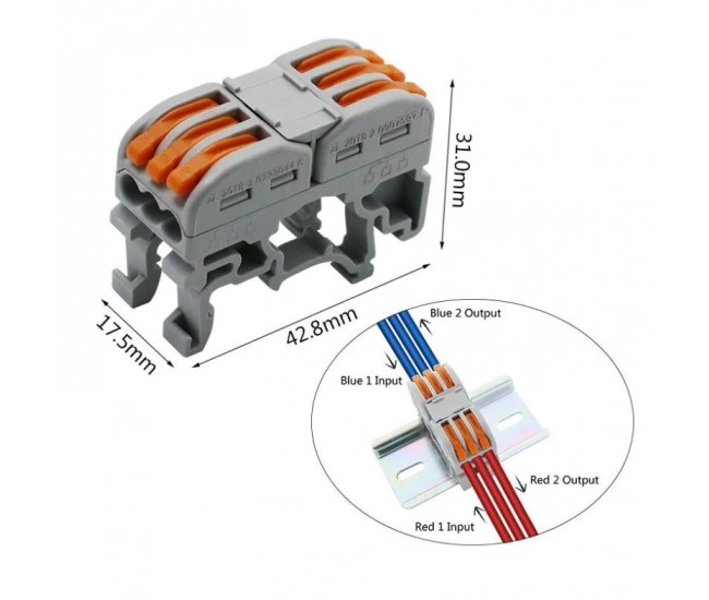 Conector 3+3 cu sina portocaliu pentru cablu maxim 4 mm