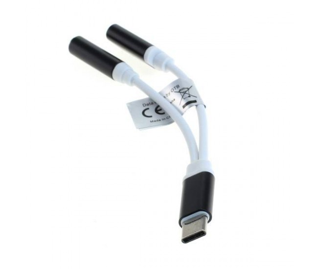 Cablu adaptor USB type C 3.1 tata - JACK 3.5 mm stereo mama +alimentare USB Type C 3.1 mama 0.1m OTB