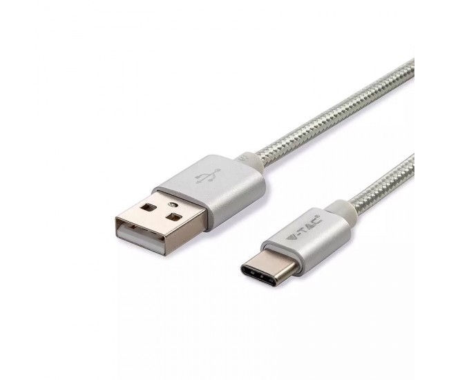 Cablu USB TYPE C 1m argintiu 2.4A PLATINUM EDITION V-Tac SKU-8492