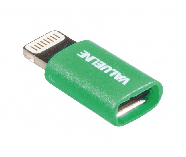 Adaptor USB Lightning tata - micro USB mama verde Valueline