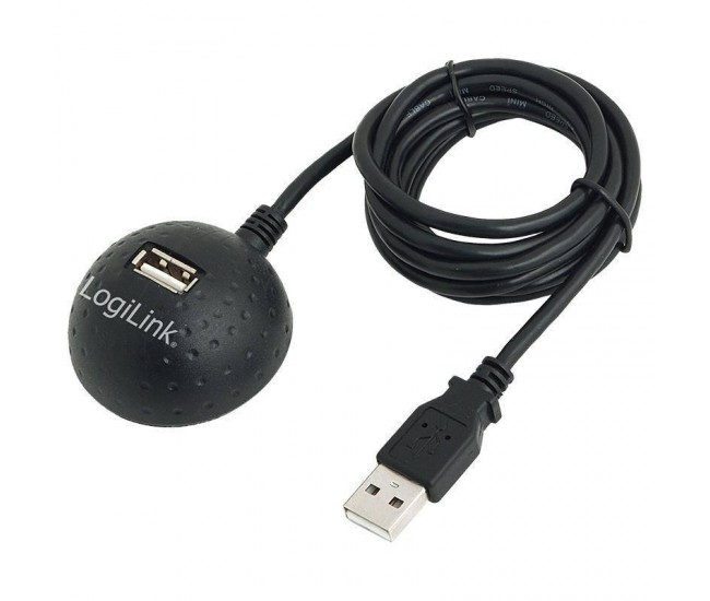 Cablu USB 2.0 A soclu mama - USB A mufa tata nichelat1.5m negru LOGILINK