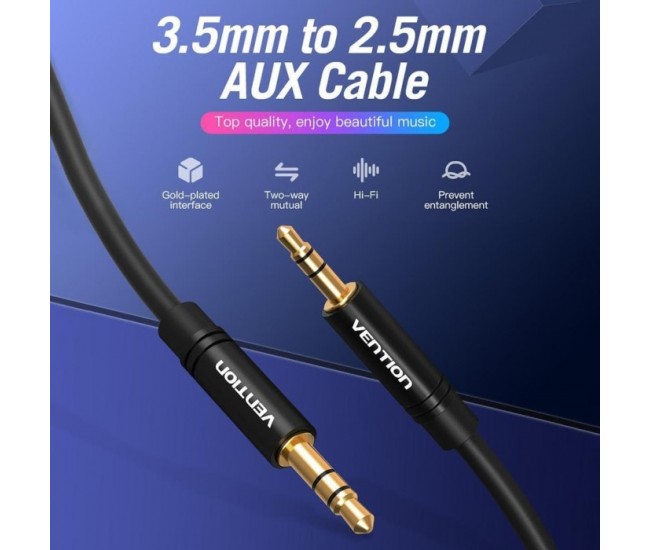 Cablu audio stereo Jack 2.5mm - 3.5mm 3pin tata-tata 1.5m negru VENTION BALBG