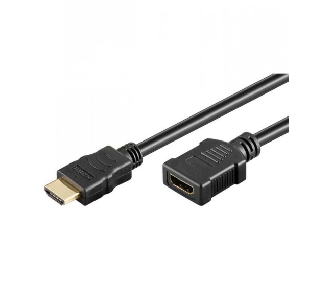 Cablu HDMI v2.0 soclu - HDMI v2.0 mufa 1m 4K60Hz HDCP 2.2 High Speed Ultra HD Ethernet negru Goobay 61307