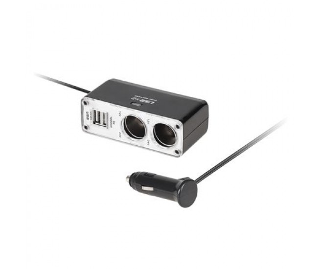 Cablu adaptor bricheta la 2 brichete +2 USB pentru 12V-24V MONOTECH