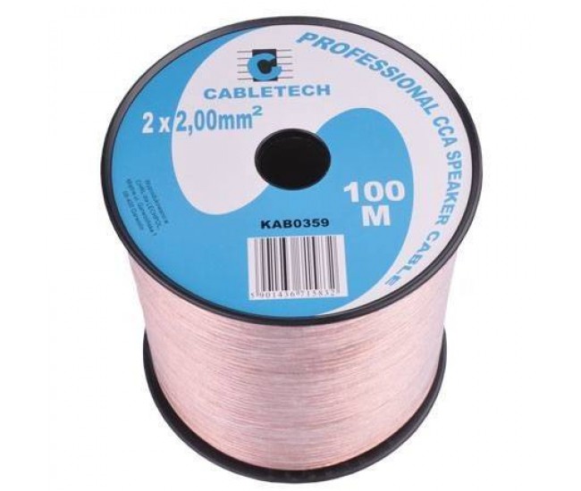 Cablu difuzor CCA 2x2.00mm transparent 1m la rola Cabletech KAB0359