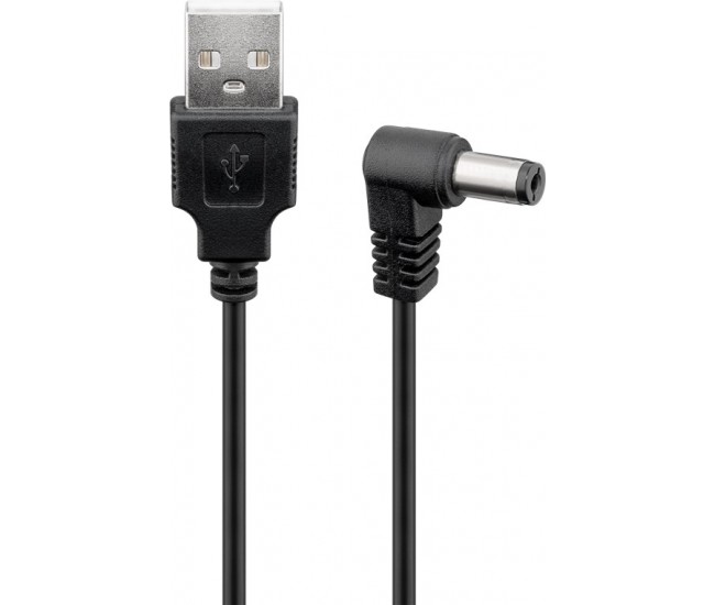 Cablu USB - DC 5.5 x 2.1 mm 90 grade 1m negru Goobay 55158