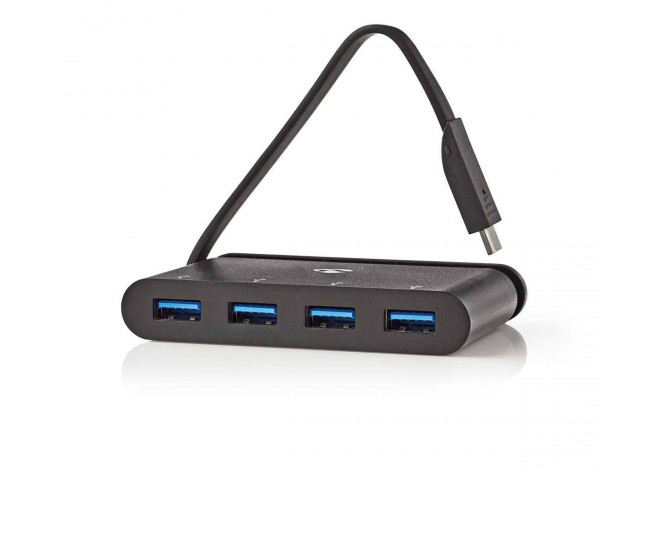 Hub Computer USB Type C - 4x USB 3.0 negru Nedis