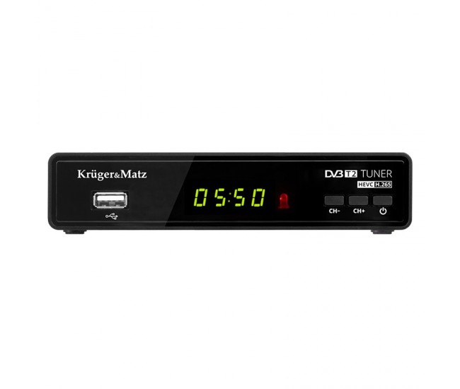 Tuner DVB-T2 DVB-T H.265 HEVC redare media si PVR inregistrare prin port USB 2.0 Kruger&Matz KM0550A