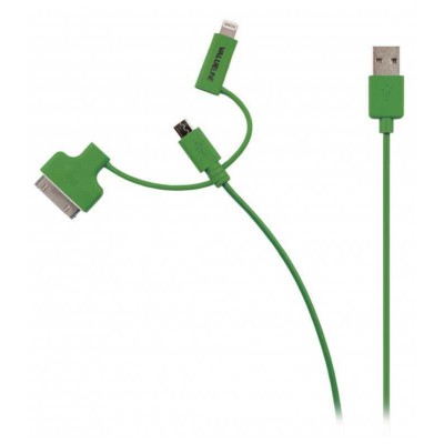 Cablu alimentare si sincronizare verde USB 2.0 - micro USB +adaptor lightning +Apple Dock 30pini 1m cupru Valueline