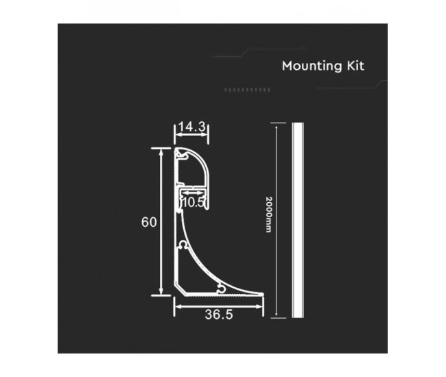 Profil aluminiu pentru banda LED 2m 7.8mm x 9mm V-tac SKU-2903