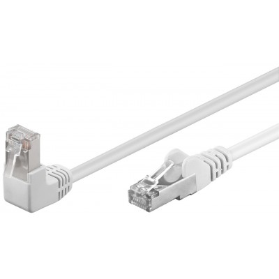 Cablu patch CAT5e FTP RJ45 90 in unghi - RJ45 drept 0.5m <br /> 100MHz alb Goobay 94177