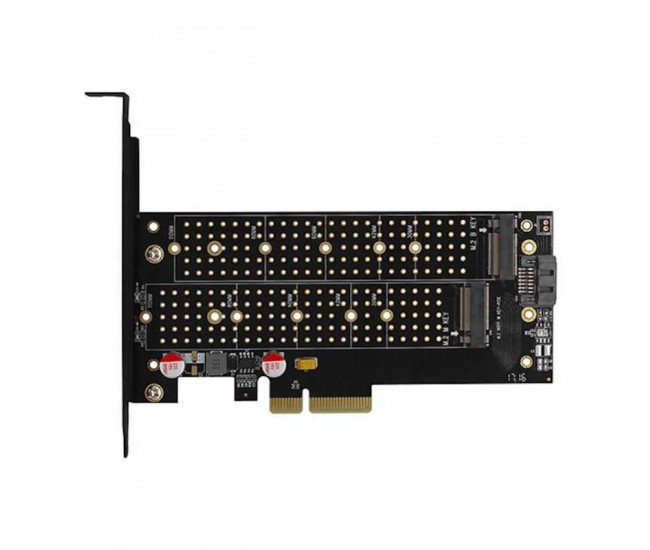 Adaptor Intern PCEM2-D PCI-E 3.0 4x - DUAL M.2 SSD (NVMe + SATA) Voltaj Dual SSD pana la 110mm AXAGON