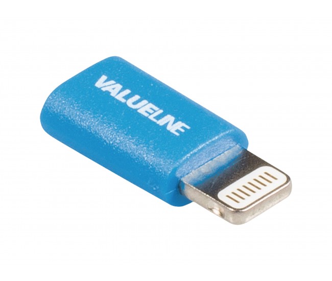 Adaptor iPhone Lightning tata - micro USB mama albastru Valueline