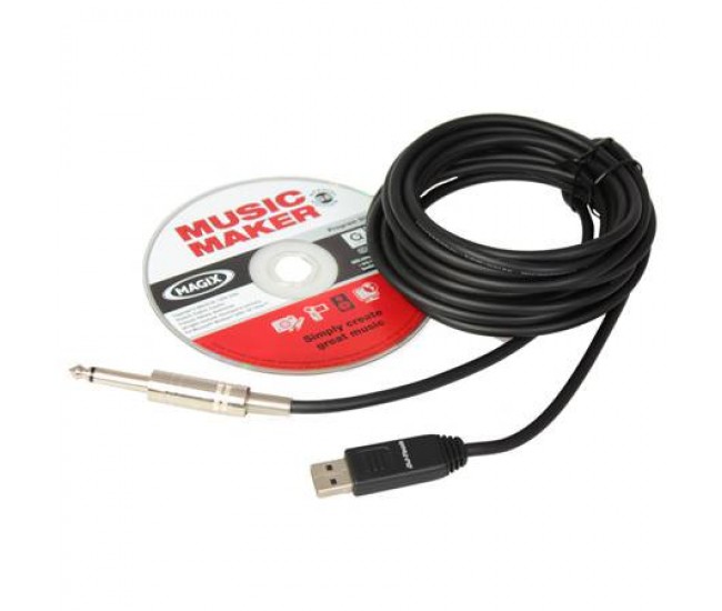 Cablu JACK 6.3mm MONO la USB 5m +placa de sunet