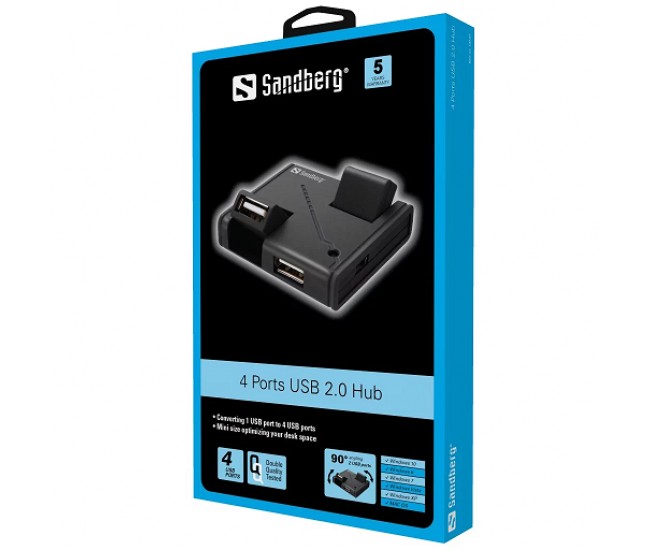 Hub USB 2.0 Sandberg 133-67 4 porturi negru