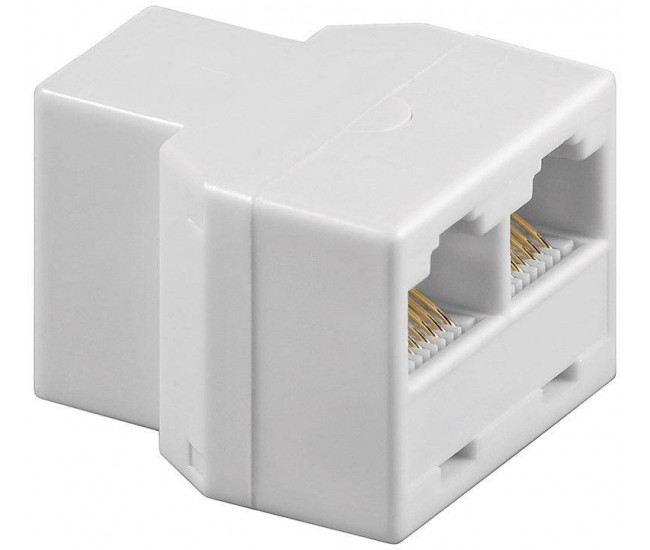 Adaptor 8p8c ISDN RJ45 mama la 2x RJ45 mama alb Goobay