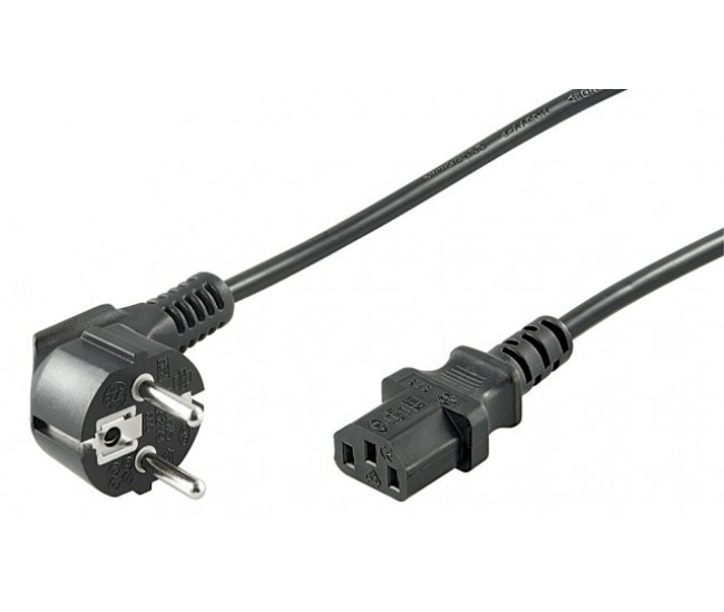 Cablu alimentare PC 15m CEE 7/7 tata 90 la IEC320-C13 mama negru H03VV-F3G 0.75mm cupru 10A