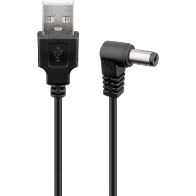 Cablu USB - DC 5.5 x 2.5 mm 90 grade 0.5m negru Goobay 55154