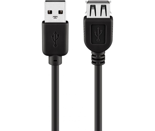 Cablu USB 2.0 USB A soclu - USB A mufa 5m negru fire Cupru Goobay