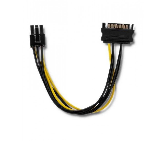 Cablu SATA PCIe 6pin mama - SATA 15pin tata 0.15m SATA III QOLTEC 53989