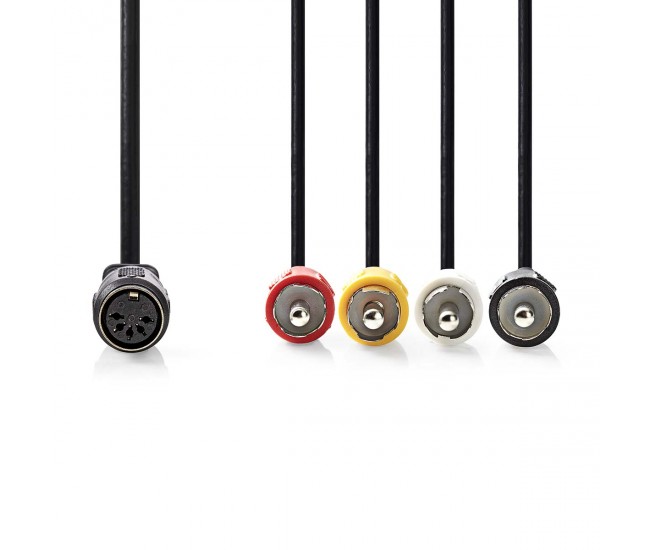 Cablu audio stereo Nedis DIN 5 pini mama - 4x RCA tata 0.2m negru CAGL20475BK02