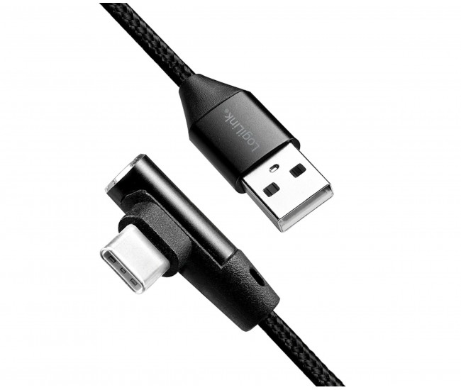 Cablu USB 2.0 A mufa tata - USB Type C mufa tata in unghi 0.3m LOGILINK CU0137