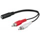 Cablu adaptor audio stereo Jack 3.5 mm mama la 2x RCA tata 20cm